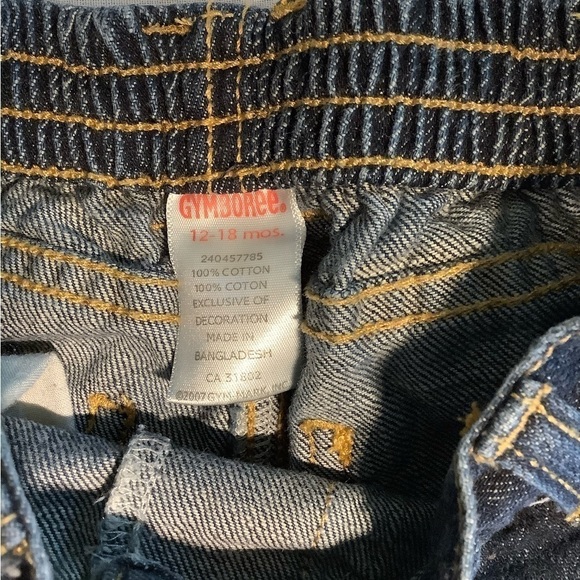 GYMBOREE “Fall Leaves & Flowers” blue jeans with falling leaves. 12-18 months. - Picture 3 of 6